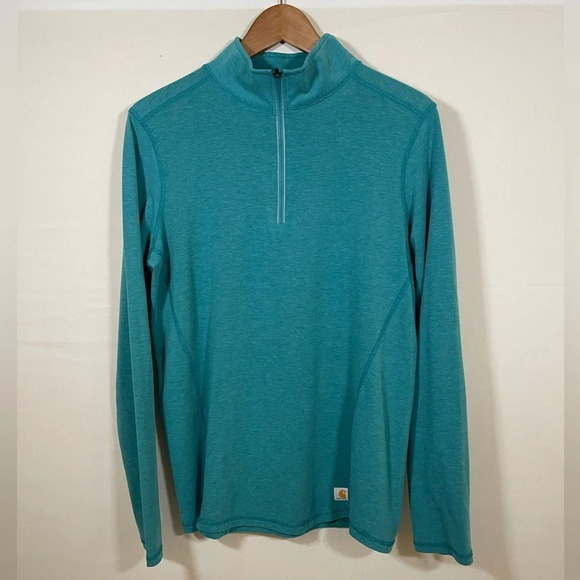 Carhartt Force Blue Workout Thin 1/4 Zip Up Jacket Pullover Size Médium - Picture 1 of 3